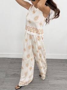 SHEIN Tall Bộ 2 áo không tay và quần dài rộng rãi cho nữ - Nhiều màu - Xem 7