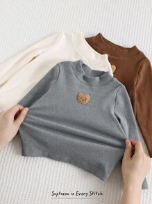 Cozy Pixies 3件套男婴卡通熊图案针织柔软圆领长袖上衣套装