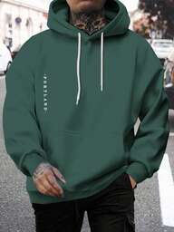 EURMUSE Cotton Men Letter Printed Regular Hoodie Sweatshirt