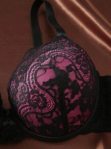 SHEIN 2 pièces Ensemble de soutien-gorge avec armatures en dentelle confortable et sans couture, tailles grandes, pour femmes. Ensemble de soutien-gorge push-up, rehaussant - Multicolore - Voir 7