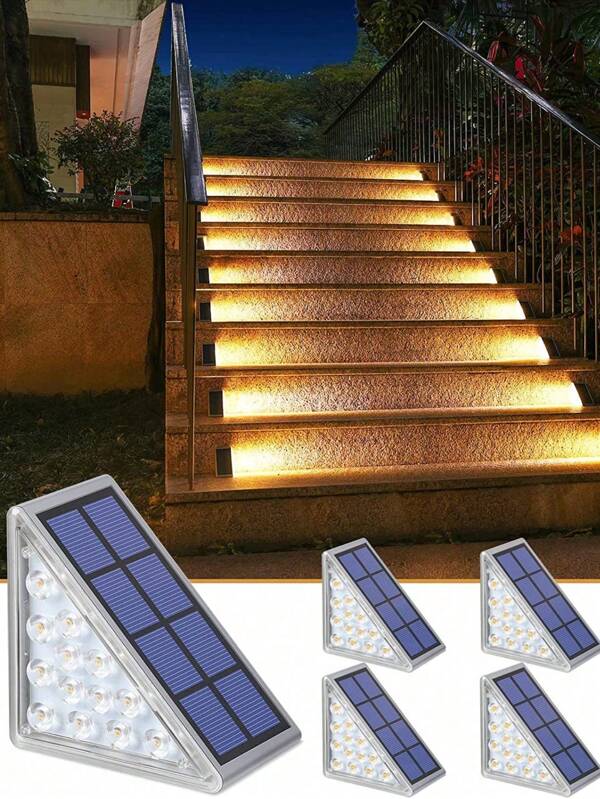 SHEIN 2/4/6pcs Solar Powered 13LED Outdoor Waterproof Creative Solar Stair Lights, Staircase Step Lights, Pathway Lights, Patio Deck, Garden, Holiday Decoration, Christmas