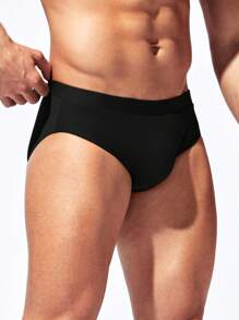 Manfinity KASUA 男士纯色修身泳裤、休闲短裤 - 黑色 - 查看 6