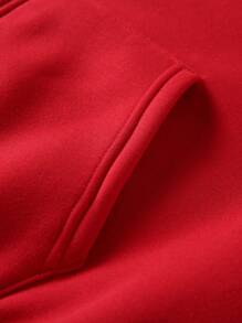 Manfinity EMRG 男士休闲时尚印花宽松长袖连帽运动衫 - 紅色 - 查看 7