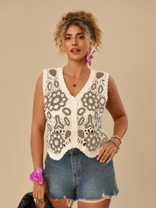 Travachic Plus Size Sweater Vest, Minimalist & Fashionable, Suitable For Summer