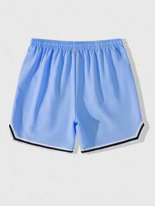 ROMWE MEN Rick and Morty | ROMWE Letter & Cartoon Figure Graphic Drawstring Waist Shorts - Blue - View 2