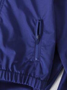 Young Boy Casual Cartoon Pattern Zip-Up Hoodie And Pants Set - Navy Blue - View 8