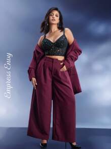 EmpressEnvy 大码黑色水钻装饰无钢圈文胸 - 黑色 - 查看 3