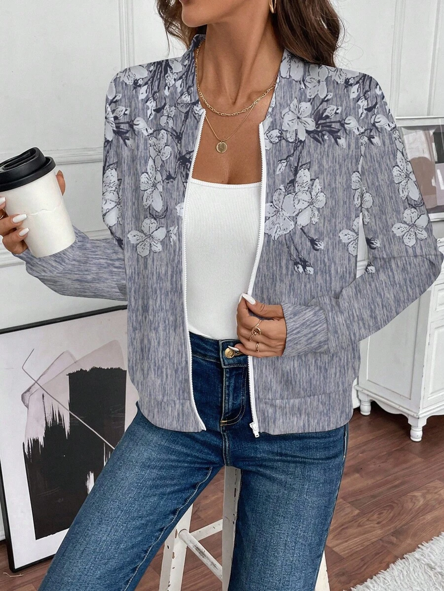 EMERY ROSE Women's Casual Zip-Up Jacket, Suitable For Autumn/Winter - Multicolor - View 1