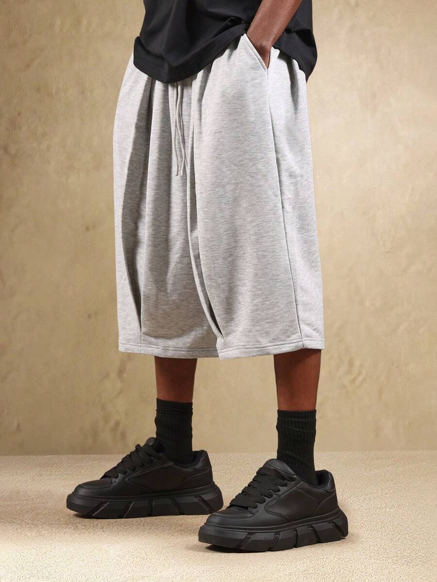 SUMWON 超大百慕大运动短裤高腰抽绳家居服超长及膝宽松休闲舒适运动