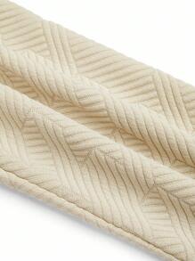 GlowEve 翻领纹理面料拉链休闲机车夹克 - 杏色 - 查看 5