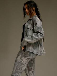 MUSERA Oversized Printed Denim Jacket Western Country Fall Autumn Back To School Cute 90's Y2k Fall Streetwear Festival Midwest Thanksgiving Chic