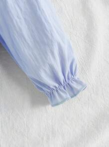 SHEIN Vintaside Kids Infant Girls' Cute Comfortable Casual Fresh Blue Peter Pan Collar Long Sleeve Bodysuit, Autumn/Winter Fall - Blue - View 6