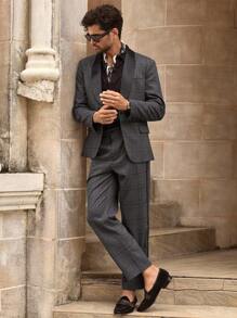 HIMLAND Pantaloni formali casual da uomo a quadri, pantaloni a quadri da uomo, pantaloni a quadri da uomo, pantaloni a quadri grigi da uomo, pantaloni a quadri grigi da uomo, Old Money