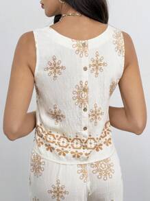 SHEIN Tall Bộ 2 áo không tay và quần dài rộng rãi cho nữ - Nhiều màu - Xem 3