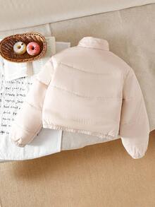 SHEIN 女童基本款休闲日常舒适简约时尚棉服外套