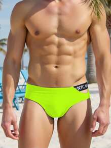 Manfinity VDAYZ Men's Striped Drawstring Waist Pocket Beach Shorts, Hawaiian Men Swimwear Swim Suits For Men - Mint Green - View 4