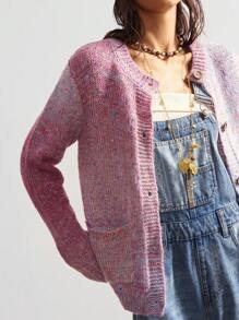 Bohemela Kardigan z dzianiny jednorzędowej w stylu boho, z długim rękawem i farbowanymi kropkami, w stylu vintage, na koncert w stylu western country, na powrót do szkoły, odpowiedni na jesień/zimę, w kolorze różowym - Wielokolorowe - Zobacz 9
