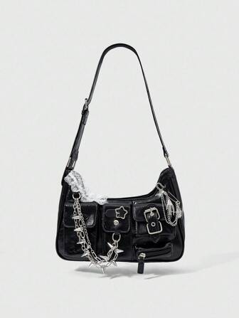 Grunge Punk Bolso de hombro versátil de mujer de moda casual