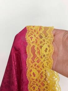 Amplova 大码蕾丝拼布提花紧身迷你连衣裙