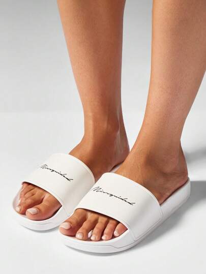 MISSGUIDED 带标志泳池拖鞋室内外夏季凉鞋休闲居家沙滩淋浴拖鞋防滑鞋底防水缓冲鞋垫