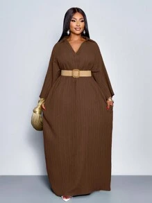 SOLERSUN Modisches Damen Maxikleid mit V-Ausschnitt und weiten Fledermausärmeln für den Urlaub