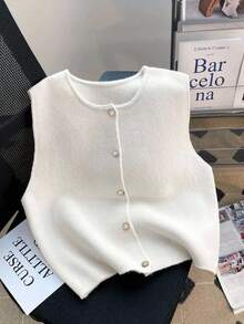 SHEIN Franclia Áo khoác cardigan nữ thời trang tối giản, thanh lịch, đa năng - trắng - Xem 1
