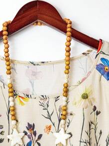 Rusticease 2 件加大码套装：复古花卉印花荷叶边衬衫和卡其裤，休闲乡村风格春夏季度假两件套度假服装女士乡村音乐会服装乡村服装女士度假两件套 - 彩色 - 查看 5