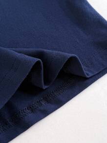 男嬰熱帶圖案補丁貼口袋背心上衣和短褲 - 藍白色 - 查看 5