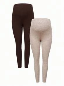 Modmama 孕妇舒适罗纹可调节腰部紧身裤 - 彩色 - 查看 3