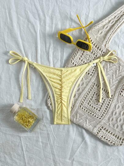 Swim Mod Women's Casual Beach Party Elegant Solid Color Special Fabric 3D Floral Bikini Bottom For Summer Beach Vacation