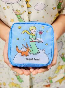 LE PETIT PRINCE X SHEIN 1pc Cartoon Character Printed Storage Bag, Can Be Used As Feminine Hygiene Bag, Digital Accessories Bag, Small Items Organizer Bag, Little Prince, B612 Planet, Rose, Love,Moon & Star