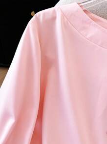 Franclia Tie Bow Casual & Commute Minimalist Vacation Style Women Blouse Fall Cloth For Women - Pink - View 3