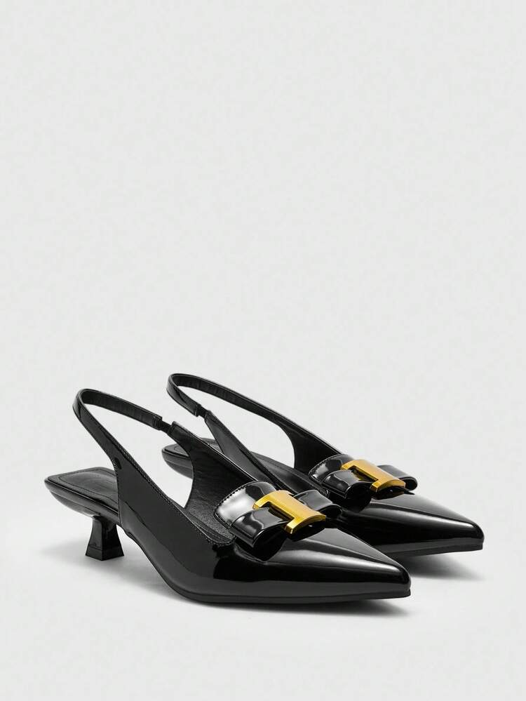 CUCCOO BIZCHIC Zapatos de tacón alto de punta cerrada negros para mujer