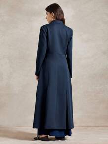 Briarwyn 女士纯色翻领长袖双排扣休闲长裙 女士秋季连衣裙 返校服 女士教师装 女士办公室服装 复古风格女士；复古女士服装 - 藏蓝色 - 查看 7