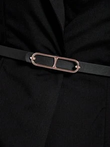 Ellevyn 女士休闲简约缺口领薄款西装外套，适合通勤 - 黑色 - 查看 3