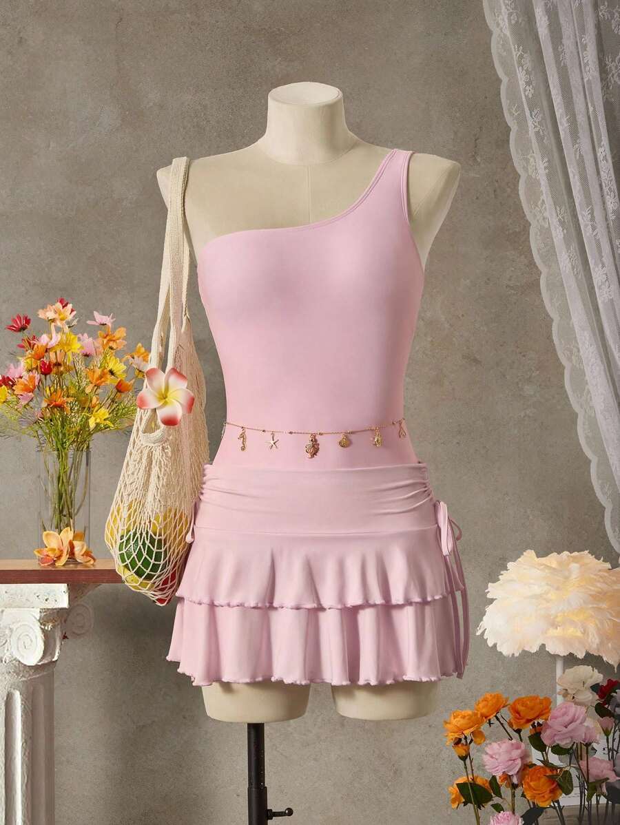 Bellisia Maiô casual feminino de cor sólida sem mangas e peça única para férias