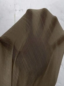 SHEIN LUNE 大码休闲纯色花卉刺绣缺口领衬衫 - 咖啡棕 - 查看 6