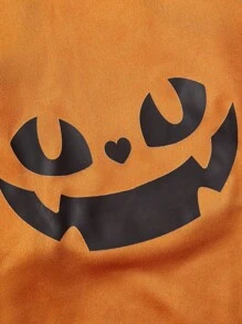 PETSIN 1 pieza Disfraz de perro para Halloween - Chaleco ligero y transpirable de color naranja con estampado gráfico de expresión de dibujos animados divertidos, perfecto para perros en fiestas de Halloween, eventos de truco o y sesiones fotográficas festivas - Multicolor - Ver 3