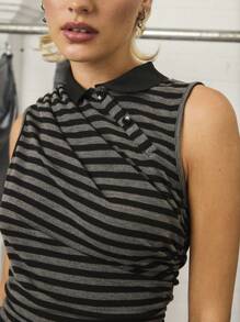 COUREZ Vestido mini con cuello retorcido y bajo con volantes / Ropa de otoño Y2K para mujer, ropa de calle, vacaciones, salidas, vestido de salida, ropa de calle