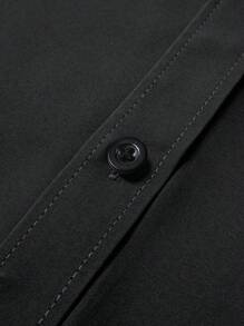 Manfinity Mode Men's Black Long Sleeve Casual Business Shirt, Fall - Black - View 6