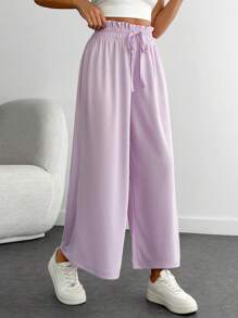 EURMUSE Petite Size Pocket And Drawstring Detailed Summer Pants - Lilac Purple - View 1