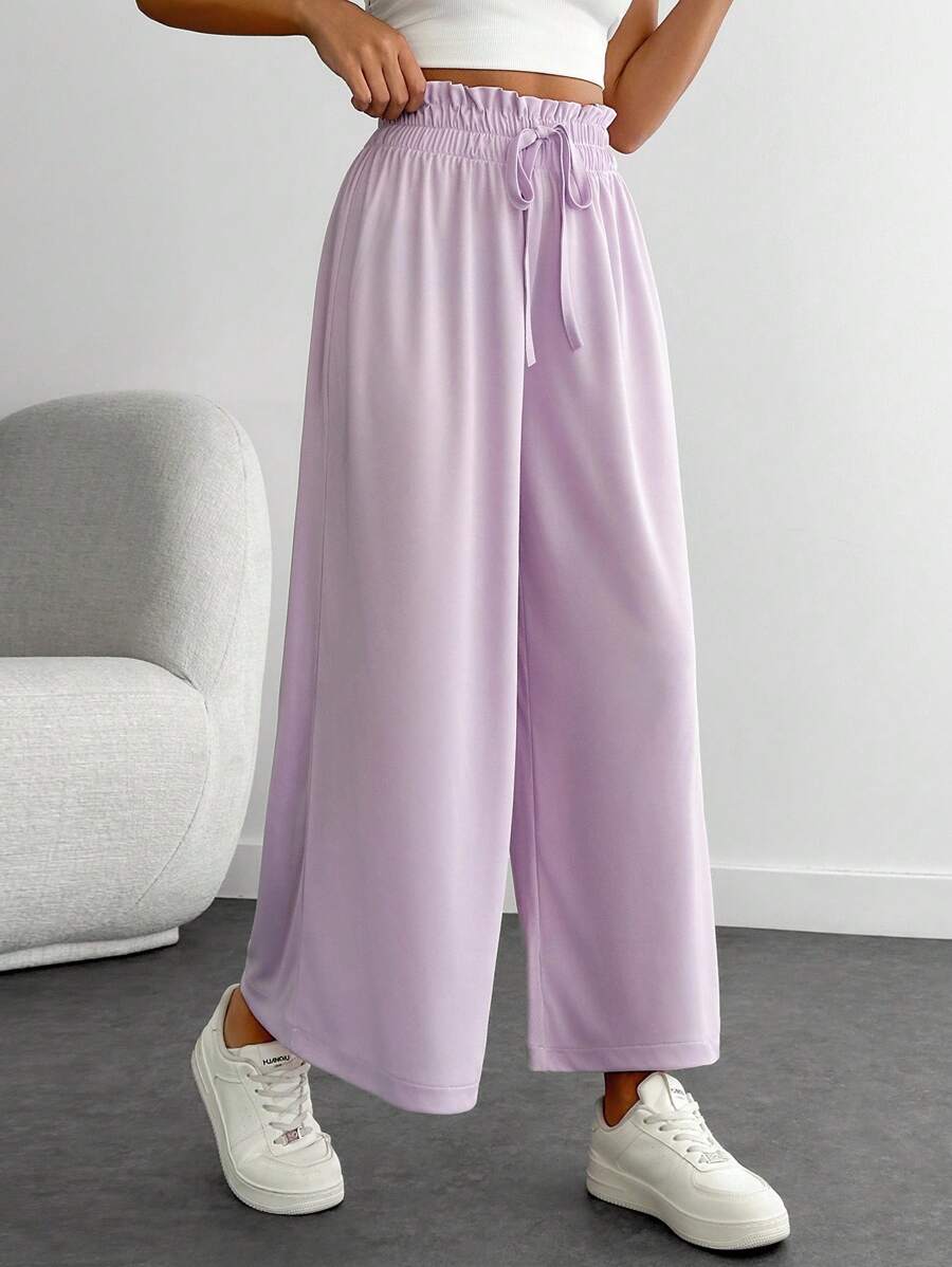 EURMUSE Petite Size Pocket And Drawstring Detailed Summer Pants - Lilac Purple - View 1