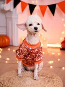 PETSIN 1 件万圣节可爱南瓜闪亮印花猫狗宠物无头摆件 - 彩色 - 查看 2