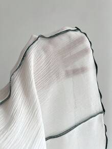 Elamini 女式刺绣露肩休闲衬衫 - 白色 - 查看 6