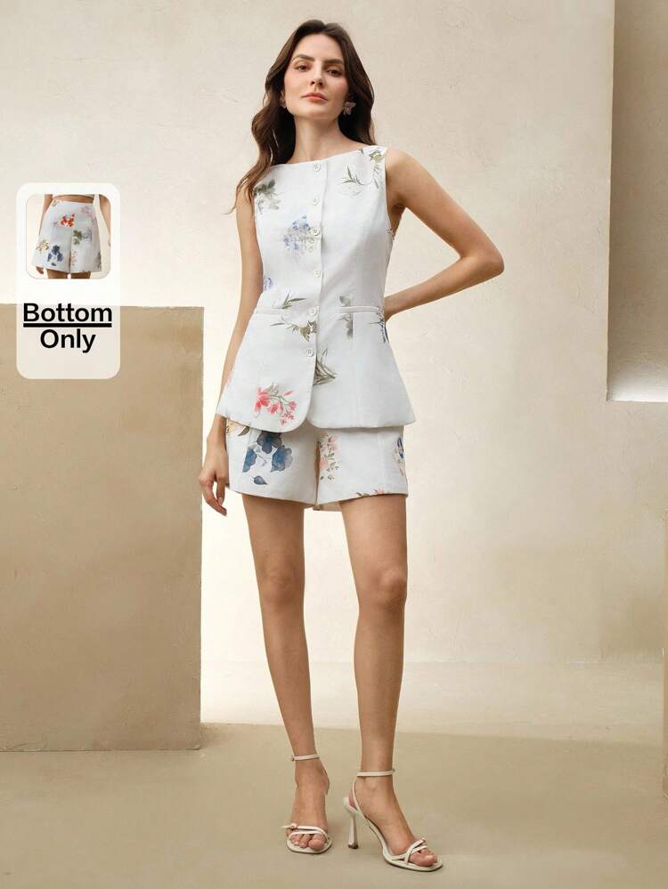 Damen Lässig Shorts mit weitem Bund und Blumenmuster für den Urlaub