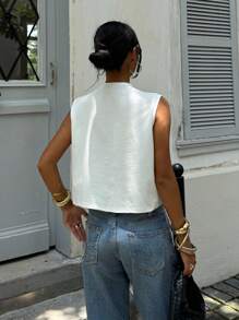 Siren Gaze Solid Tank Top White Summer Casual White