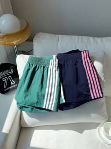 Comfortcana Bộ 2 quần short cạp chun màu tương phản dành cho nữ, mùa hè - Nhiều màu - Xem 5