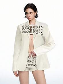 LYSMO White Eyelet Studded Suit Set - Spring/Summer - Party/Y2K In Fall/Winter - White - View 5