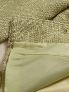 Penseblé Elegant Sage Green Autumn Tweed Long Sleeve Jacket For Women,Faux Pearl Buttons Square Collar Fall Cloth,Suitable For Tea Party,Banquet & Wedding - Green - View 7