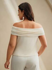 Anewsta Fashionable Elegant Shoulder Cutout Twist Front Crop Top, Suitable For Summer, Classy, Elegant, Beach, Festival, Holiday, Casual - Apricot - View 7